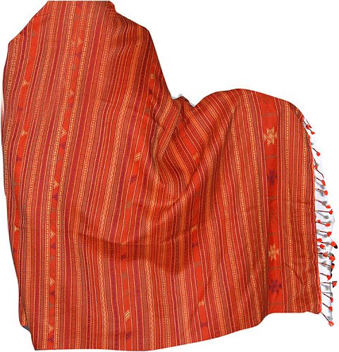 Bright Shawl Scarves in Wool Fabric with Tribal Design 80 x 40 (ktds467)