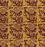 Puzzled Paper- Burgundy Puzzle Print on Mustard Lokta Paper 22x30 Inch Sheet