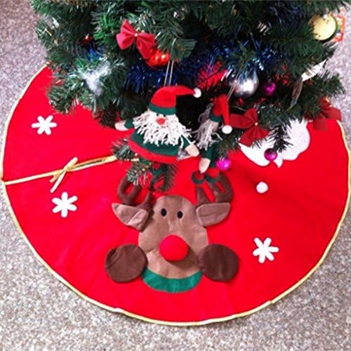 Christmas Tree Skirt Holiday Decoration Santa Scene Snowman Tree Skirt Mat Decoration 42 Inch Diameter