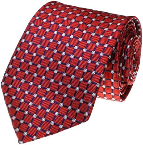 Red with Geometric Grid Pattern Men's Necktie
