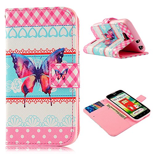 L90 Case, LG Optimus L90 Case - MOLLYCOOCLE Fashion Style Painted Colorful Pattern Wallet Style Credit Card Holder Case Magnetic Design Flip Folio PU Leather Cover Standup Cover Case for LG Optimus L90 D405 (Not for D410 D415) (Butterfly)