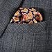 HISDERN Men's Paisley Pocket Square Handkerchief Navy Blue / Orange