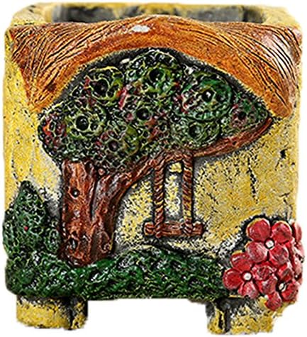 KissH Creative Cement Succulents Korean Hand-painted Flower Pots Vases Tree Swings