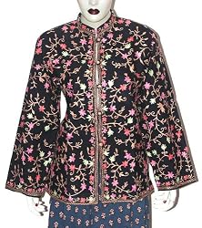 Womens Jacket Wool Fabric Hand Embroidery Evening Dress Handmade in Kashmir Size 12