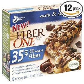 Fiber One Chewy Bars, Oats & Chocolate, 5-Count Boxes (Pack of 12)