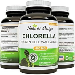 100% Pure Chlorella Capsules with Chlorella Growth Factor - Chlorella for Skin Hair & Nails - Immune & Digestive Support - Antioxidant Complex with Vitamins A B C & E & Iron Calcium & More! - 600 mg