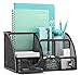 Mindspace Office Desk Organizer with 6 Compartments + Drawer | The Mesh Collection, Black