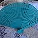 Quasimoon PaperLanternStore.com 8 Inch Turquoise Blue Folding Wood Panel Hand Fan with White Organza Bag for Weddings