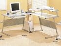 All new item Silver finish computer workstation with frosted glass top