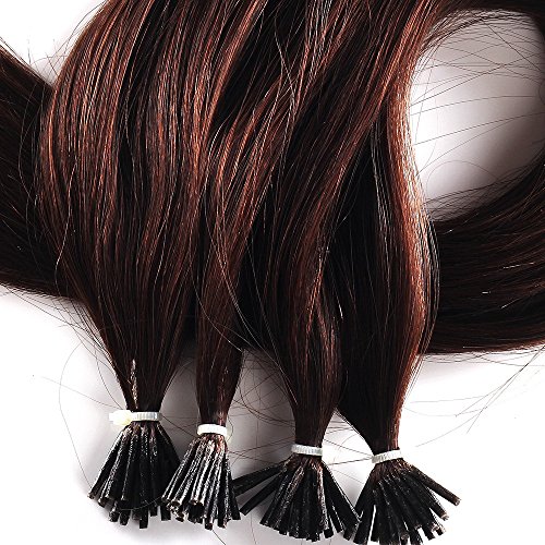 Mike & MaryÂ® I Tip Keratin Fusion Remy Hair Extensions Human Hair 0.7grm/Strand 20 Strands/Pack Keratin Tip Stick Hair Extensions (I-Tip 50cm, #2)