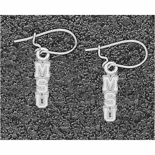 LogoArt Michigan State Spartans Sterling Silver Team Font 5/8 Dangle Earrings