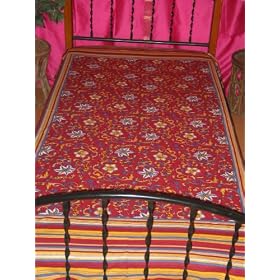 Maroon Floral Cotton Print India Bedspread Coverlet Twin