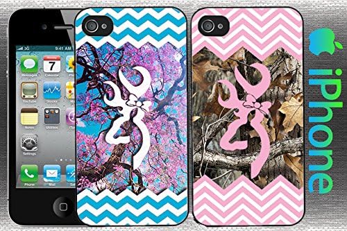 Original Country Girl Double Deal Chevron Light Pink and Blue Dogwood Tree Iphone 4 / 4s Case Hard Snap on Back Cover US SELLER