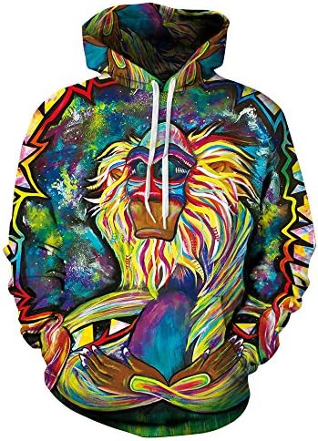 Unisex Galaxy Colorful Patterns Print Athletic Sweaters Fashion Sweatshirts Size XL as picture