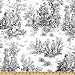 54'' Wide Premier Prints Colonial Toile Black/Ivory Fabric By The Yard