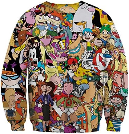 FDY international Men/Women Digital Cartoon Print Crew Neck Pullovers Sweater Sweatshirts