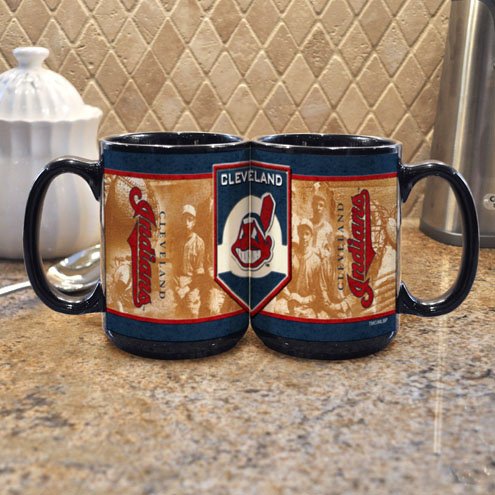MLB Cleveland Indians 15-Ounce Black Nostalgic Mug (2 Pack)