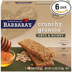 Barbara's Bakery Crunchy Organic Granola Bars Oats Honey, 7.4-Ounce Boxes (Pack of 6)