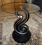 ART DECO BLACK STATUE GLASS COFFEE SIDE TABLE ART DECO BLACK STATUE GLASS COFFEE SIDE TABLE