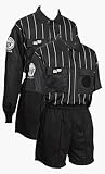 Pro CoolWick Soccer Referee Black Stripe Shortsleeve Shirt