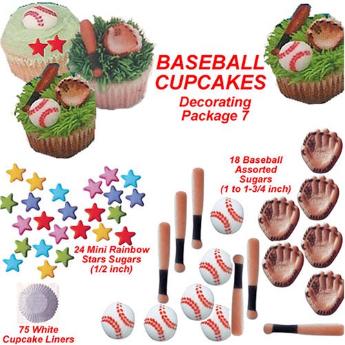 Baseball Cakes Cupcakes - Do-It-Yourself Cupcakes Decorating Pkg. 7 SAVE $1.80 by Cake and Cookie Party