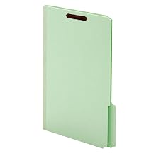 Globe-Weis Pressboard Folders with Fasteners, 1-Inch Expansion, 2-Inch Fasteners, 1/3 Cut Tabs, Legal Size, Green, 25-Count (29931)