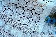 Vintage Hand Crochet 3D White Cotton Table Cloth 45"X45"