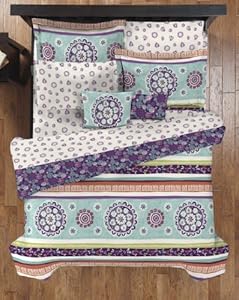Sanders Home Collection Henna Reversible 10-Piece Bed in a Bag Bedding Set with Pillows, Teal