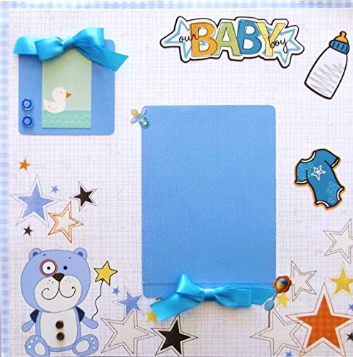 Baby Boy Scrapbook Page Premade 12x12 Paper for Album