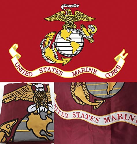U.S. Marines Flag 3' x 5' Ft 210D Nylon Premium Outdoor Embroidered Flag