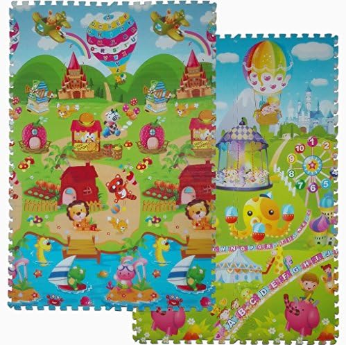 Merveilleux Baby Foam Mats of Castle and Hot Air Balloon Puzzle Kids Safety,Great for Kids to Learn and Play - 6 Tiles