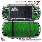 Carbon Fiber Green and Chrome WraptorSkinz Skin and Screen Protector Kit fits Sony PSP Slim