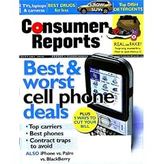 Consumer Reports. January, 2008. Cell phone deals, iPhone v. Palm v. Blackberry +.