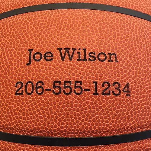 Personalized Basketball - Baden Game Approved Basketball - Your Name and Phone Permanently Laser Marked - 29.5" "Elite" Ball with Plain Font