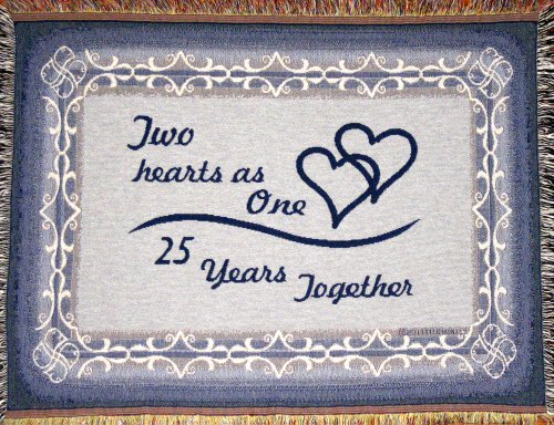 25 Years Together Woven Cotton Sofa Throw Blanket - 25th Anniversary Gift - Made in USA