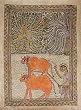 Madhubani Painting Home Decor Organic Color Paper 22 x 30 inches