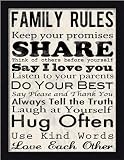 Family Rules Keep Your Promises Share Hug Often by Louise Carey Sign 13.5x17.5 in Art Print Framed