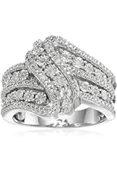Classic Twist with White Diamond Sterling Silver Ring (1/10cttw, I-J Color, I2-I3 Clarity)