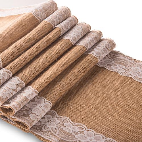 Burlap Lace Table Runner Jute Rustic Natural Outdoor Wedding Party Décor