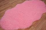 Pink Washable Sheepskin Shape Rug 70cm x 140cm (2ft 4 x 4ft 7 )