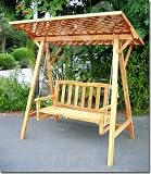 Hollywoodschaukel aus Holz mit Rankgitter Dach - Merschbrock Trade GmbH