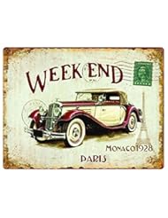 Home: Weekend in Paris Postcard Sign (Vintage Replica) 9" x 12" Aluminum Panel / Shadow Mount - Ready to Hang on Wall - It Will Bring Back Memories! - QRP,LLC