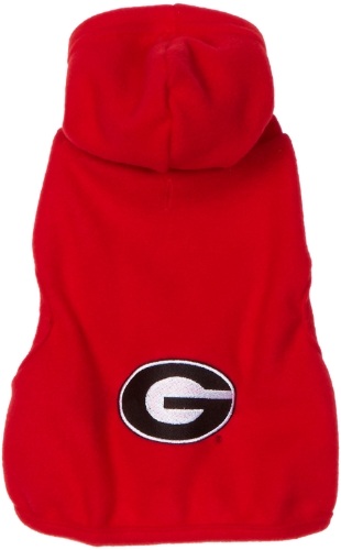 NCAA Georgia Bulldogs Polar Fleece Hooded Dog Jacket, XX-Small