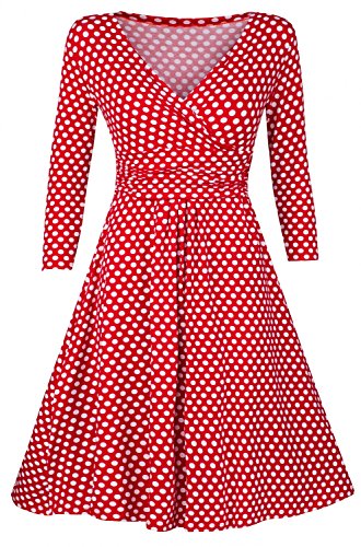 Glamour Empire Womens Softly Draping Polka Dot Dress Summer Spot Dress 017