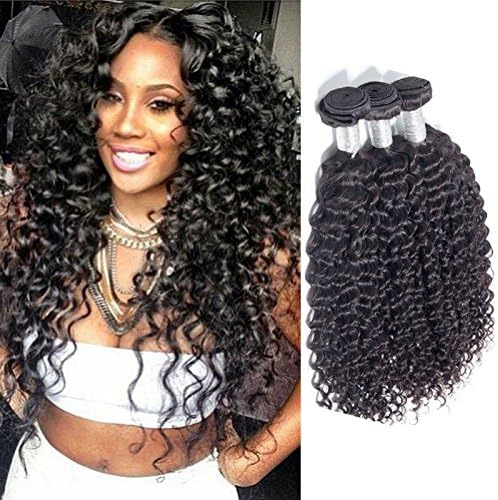 MikeHair 4 Bundles Mix Length Brazilian Deep Wave Virgin Hair Bundle Deal 100% Human Hair Extension Brazilian Deep Wave (20 22 24 26 inch)
