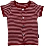 アリスボニー ボーダー柄半袖前開きシャツ 80cm エンジ Z16102 日本製