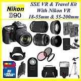 The Nikon D90 SLR Digital Camera with Nikon 18-55m f3.5-5.6G VR Lens and Ni ....