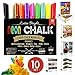 NUDGE Liquid Chalk Markers - 10, 6 mm Marker Pens - Wet Erase (Wet Wipe) - Reversible Tip (Chisel & Round Tip)