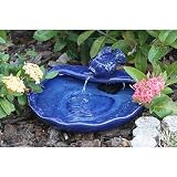 Outdoor Solar Ceramic Koi Fountain - Blue