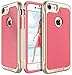 iPhone 7 Case, E LV iPhone 7 - Hybrid [Scratch/Dust Proof] Armor Defender Slim Shock-Absorption Bumper Case for Apple iPhone 7 - [RED MELON/GOLD]